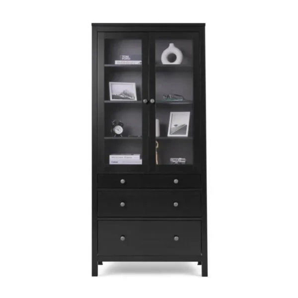 HEMNES/КЫМӦР Шкаф витрина 3 ящика 90х198х37 Черный