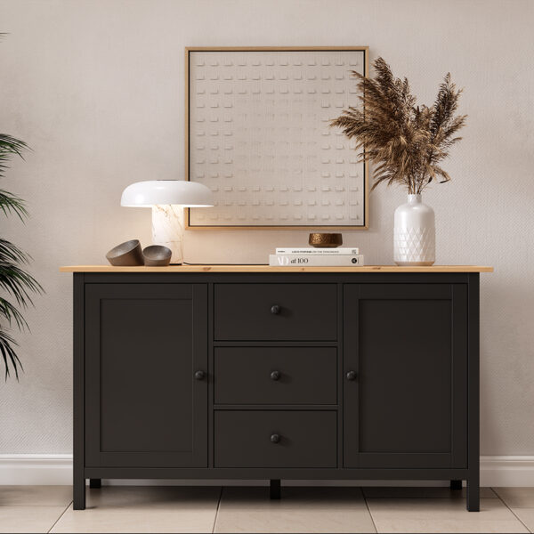 HEMNES/КЫМӦР Сервант 157х89х47 черный/светло-коричневый