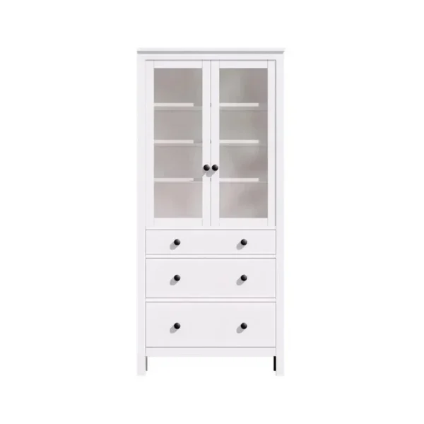HEMNES/КЫМӦР Шкаф витрина 3 ящика 90х198х37 Белый