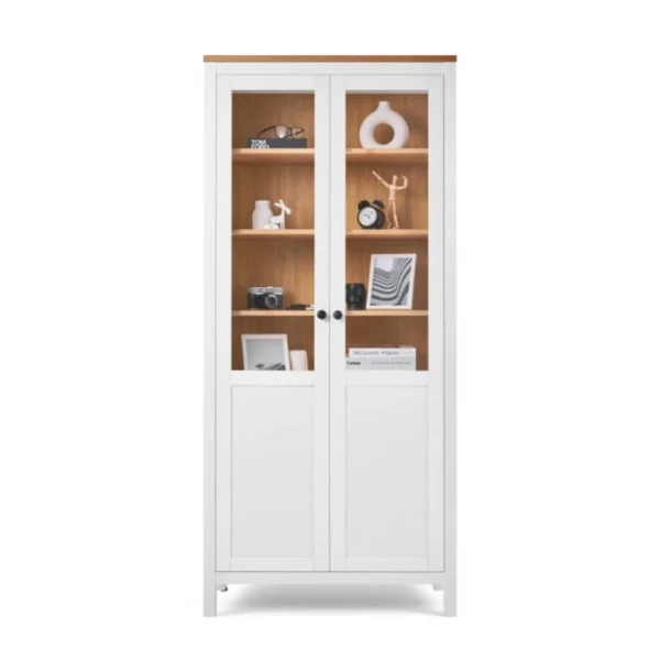 HEMNES/КЫМӦР Шкаф витрина ст/пн 90х198х37 Бел/св-кор